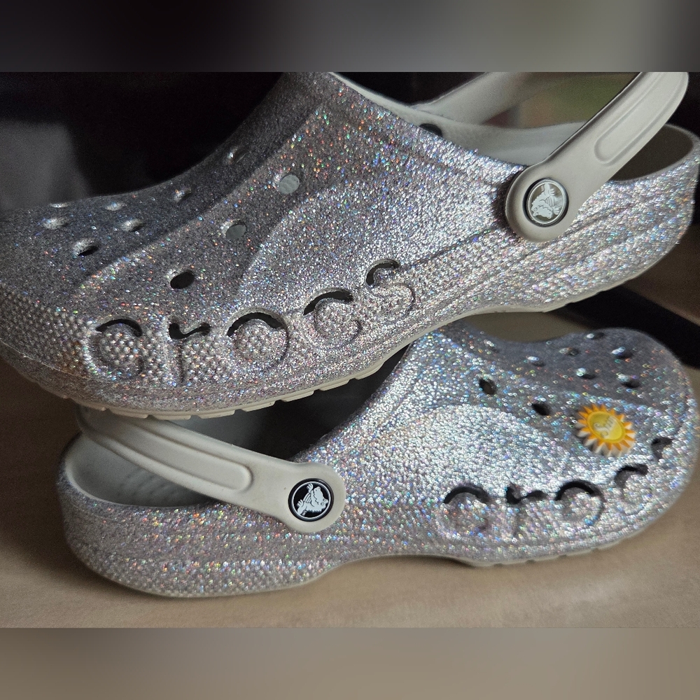 Crocs Baya Festival Silver Glitter Clog Women Sz 11 (Jibbitz NOT Included) - Picture 5 of 12
